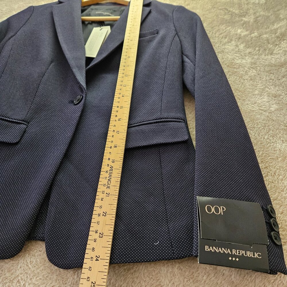 NWT Banana Republic Petite Blazer Jacket Tailored Coat Navy Blue Size 00P - Picture 4 of 6
